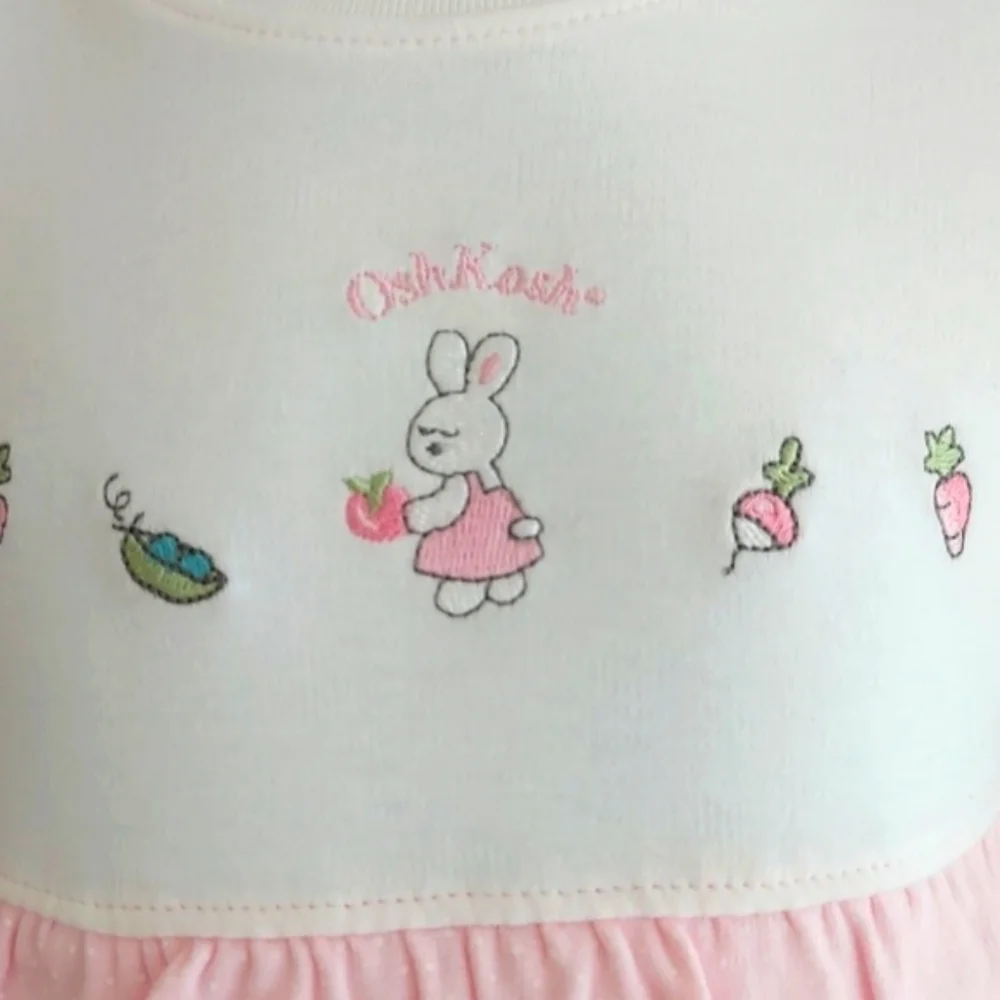 Osh Kosh polka dot bunny rabbit dress playsuit- pink - size 3-6 mos